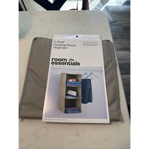 3-Shelf Hanging Closet Organizer Collapsible Hanging Closet Shelves Gray NEW